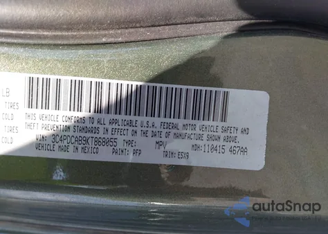 2019 Dodge Journey Se Value Package z USA, uszkodzony, nr VIN 3C4PDCAB9KT868055